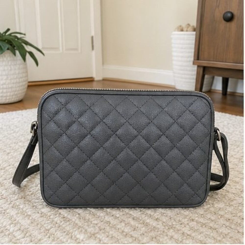 Charcoal Quilted Crossbody Bag